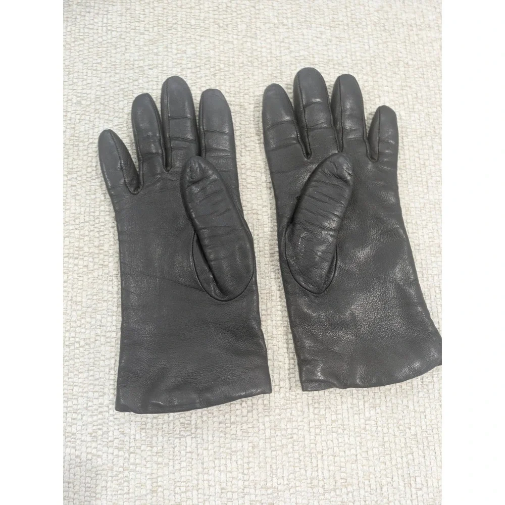 Talbots Womens Dark Brown Italian Leather Cashmere Lined Gloves Size‎ 6.5 Italy